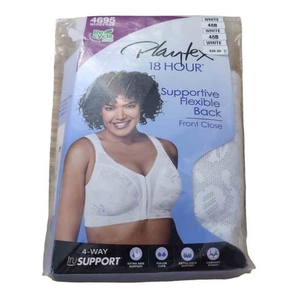 Playtex 18 Hour Front-Close Wirefree Bra Flex Back 48B - Picture 4 of 6